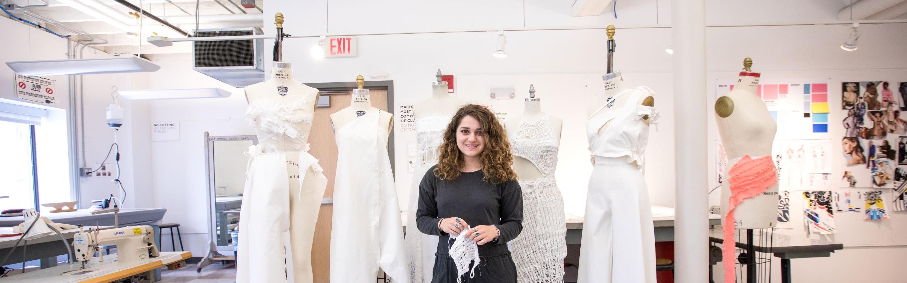apparel student in studio