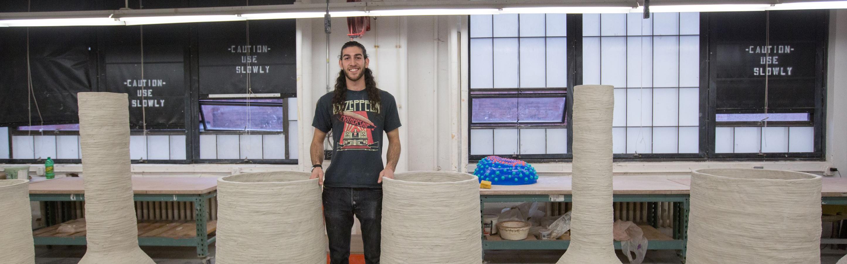 student with their work