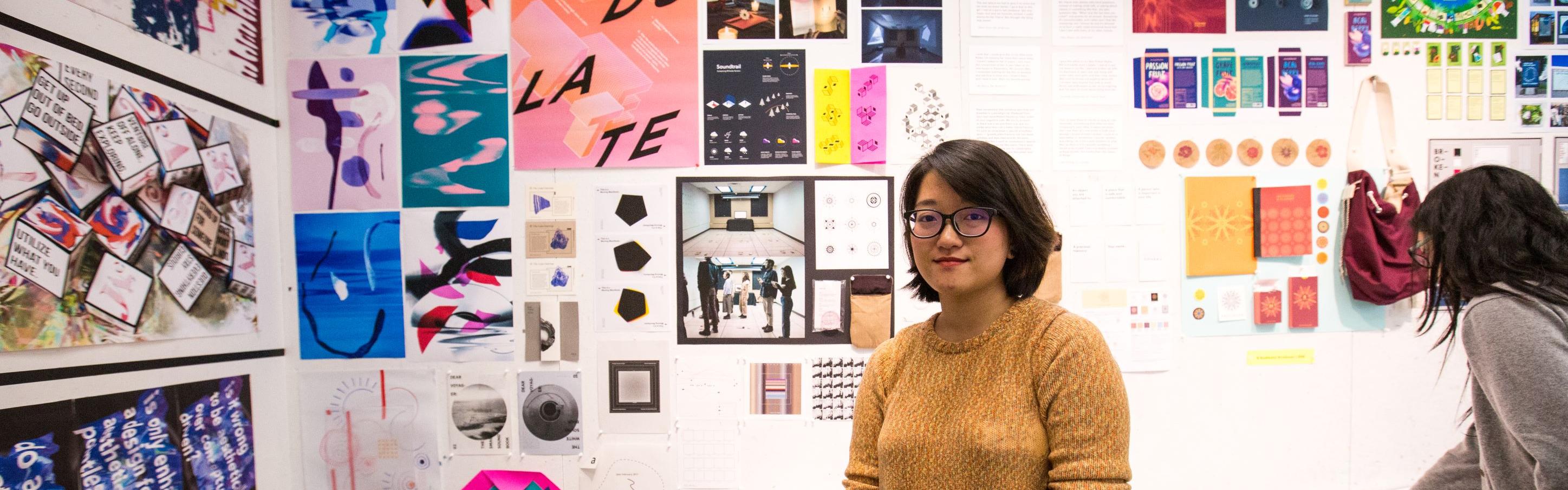 graphic design student in studio