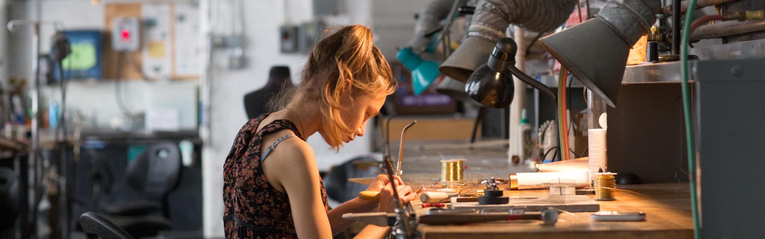 student in the studio