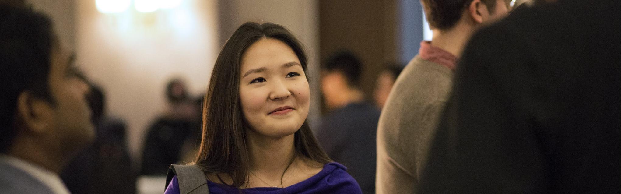 student at networking event