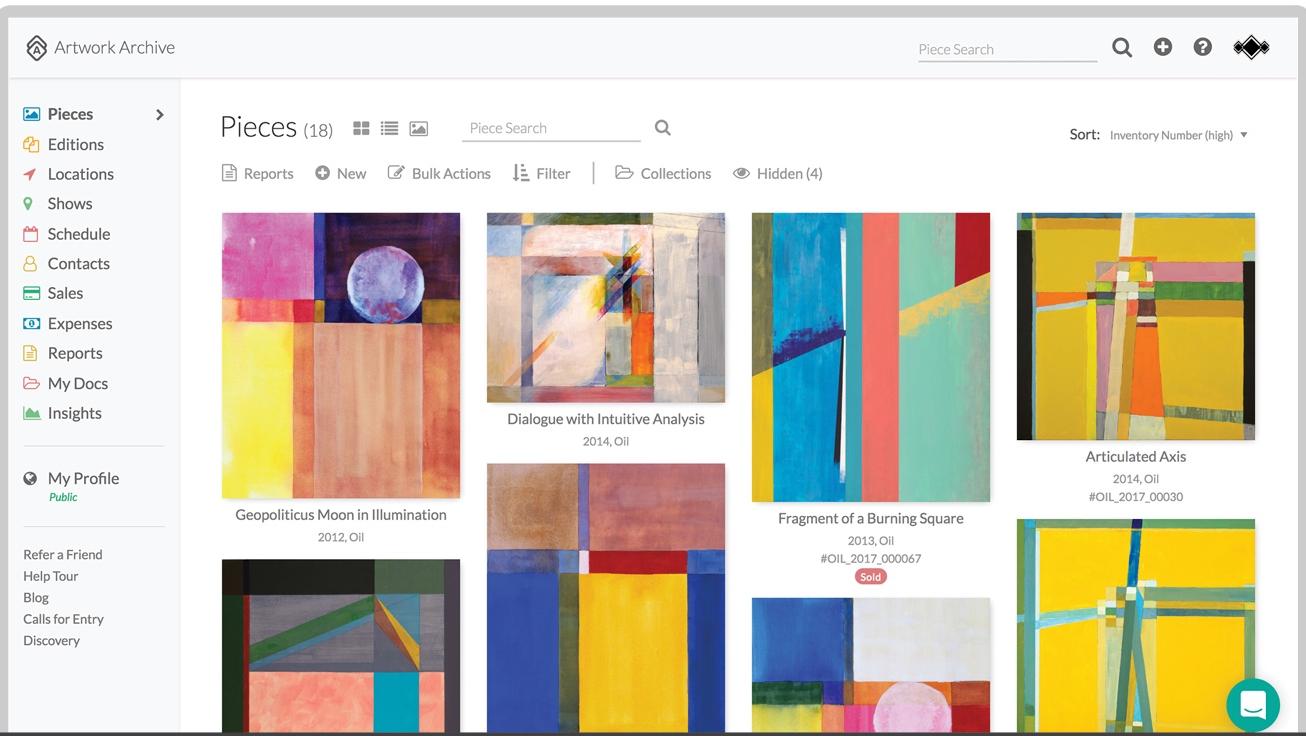 screen shot of Artwork Archive