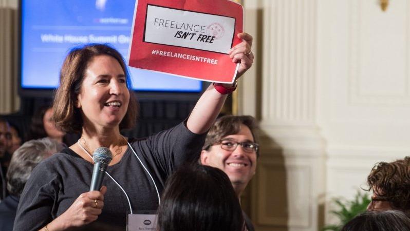 woman at freelancers union event