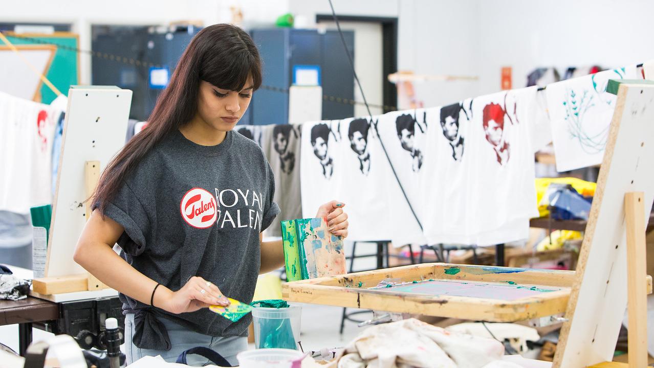 student working in the studio
