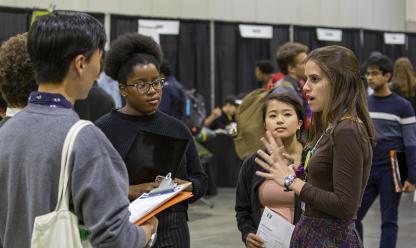employer speaking with students
